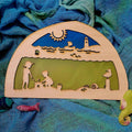 Wooden Beach Fun Silhouette - Waldorf Window