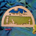 Wooden Beach Fun Silhouette - Waldorf Window