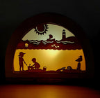 Wooden Beach Fun Silhouette - Waldorf Window