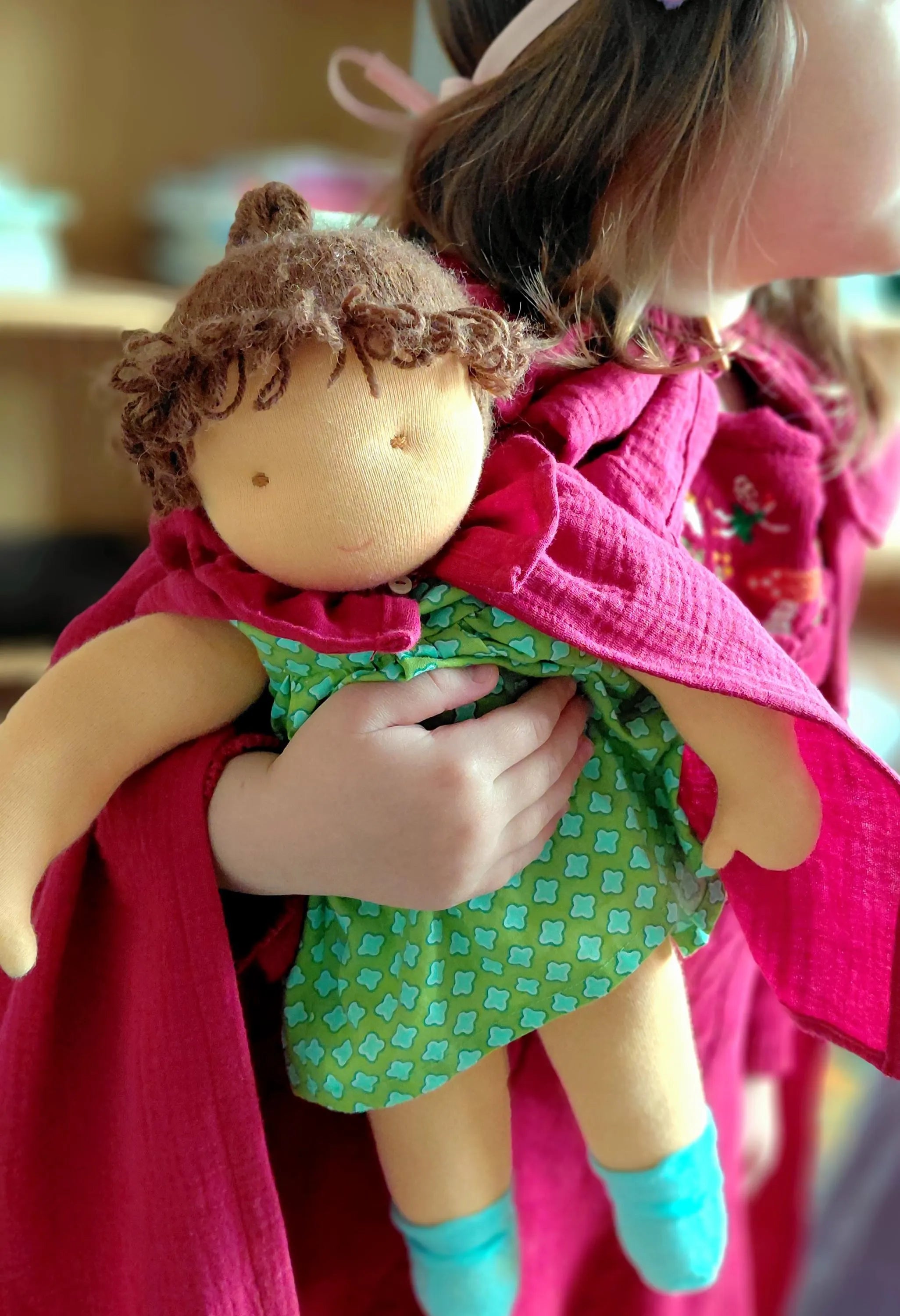 Waldorf Celebration Cape - Natural Kids Costume - Waldorf Birthday - Doll & Me