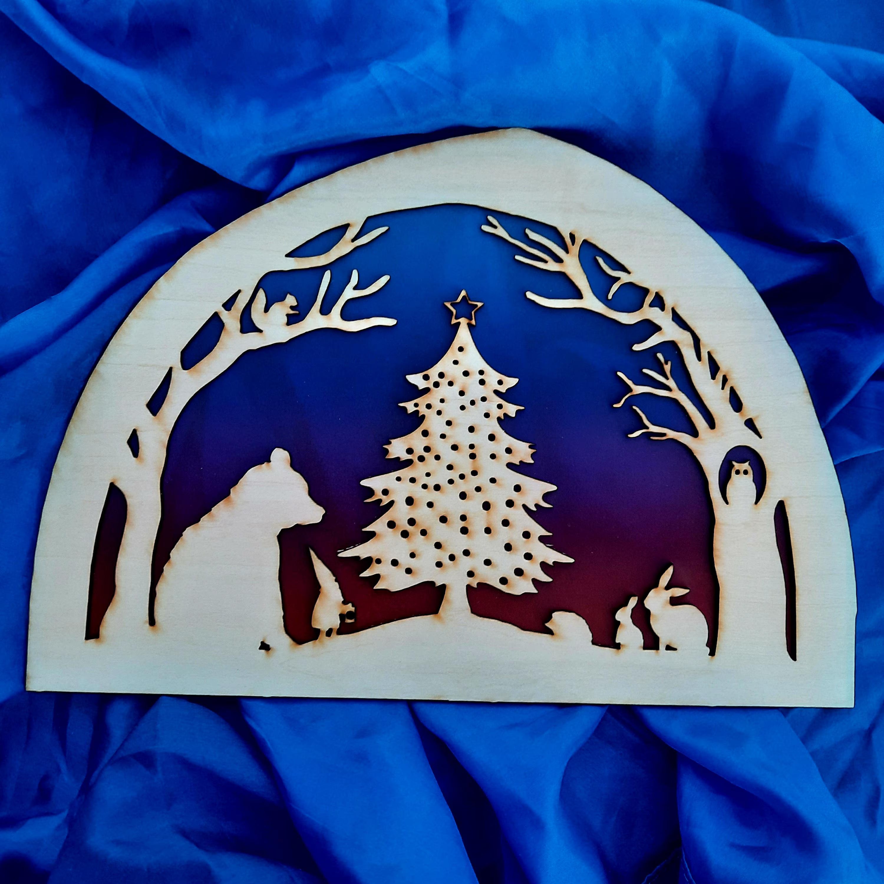 Wooden Christmas in the Forest Silhouette - Waldorf Window
