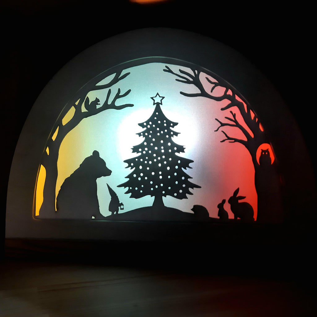 Wooden Christmas Forest Silhouette - Waldorf Window