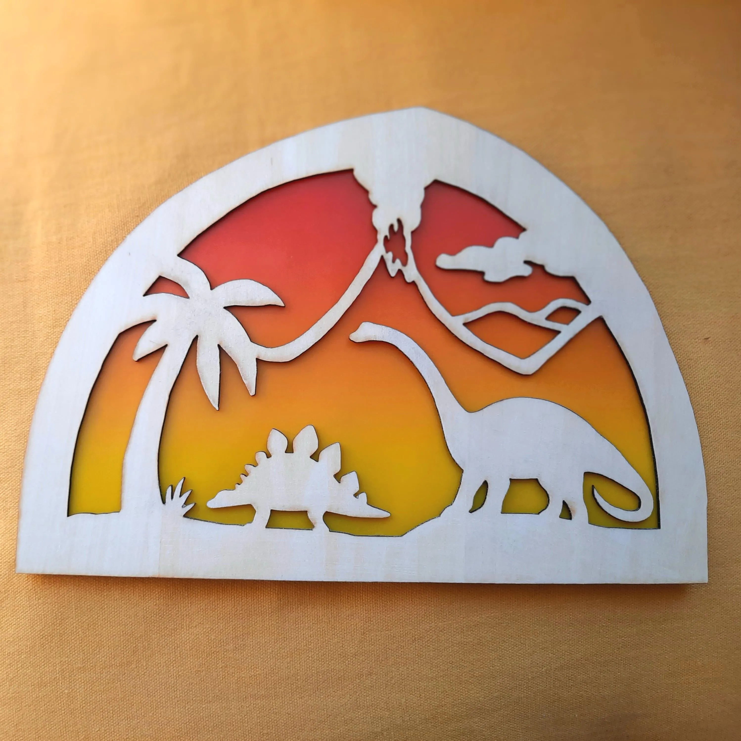 Wooden Dinosaurs Silhouette - Waldorf Window