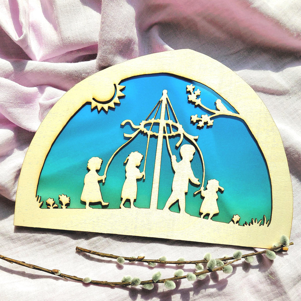 Wooden May Day Silhouette - Waldorf Window
