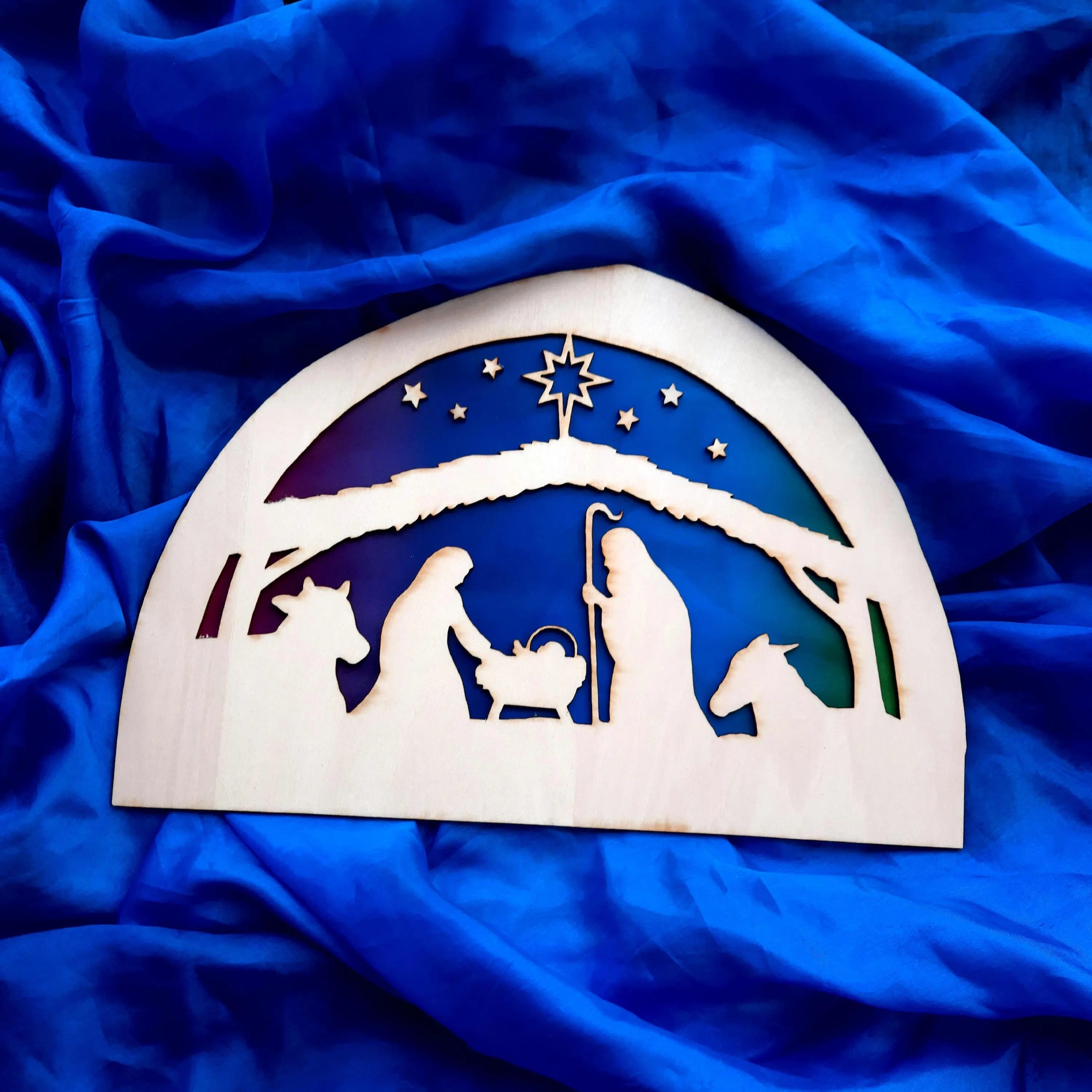 Wooden Nativity Silhouette - Waldorf Window
