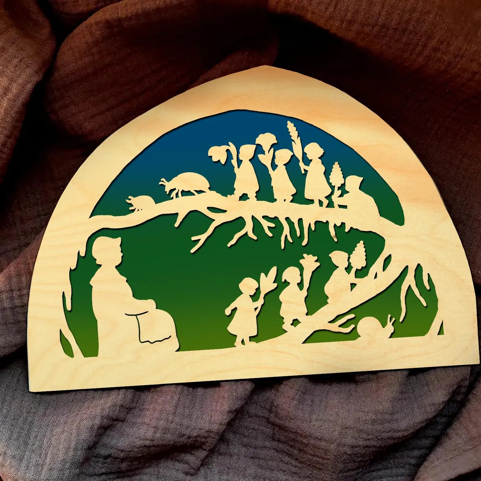 Wooden Root Children Silhouette - Waldorf Window