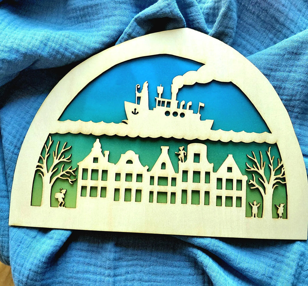Wooden Saint Nicholas' Arrival Silhouette - Waldorf Window