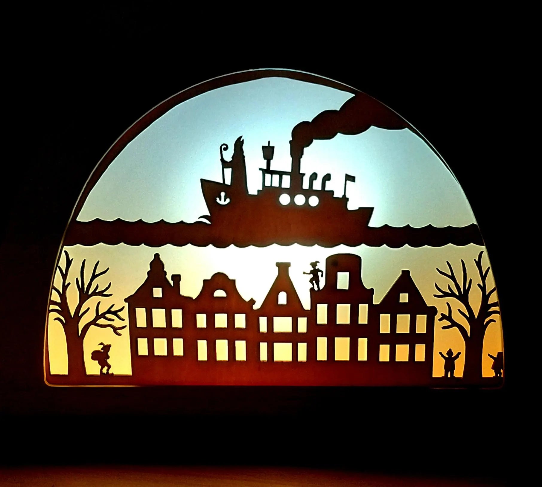 Wooden Saint Nicholas' Arrival Silhouette - Waldorf Window