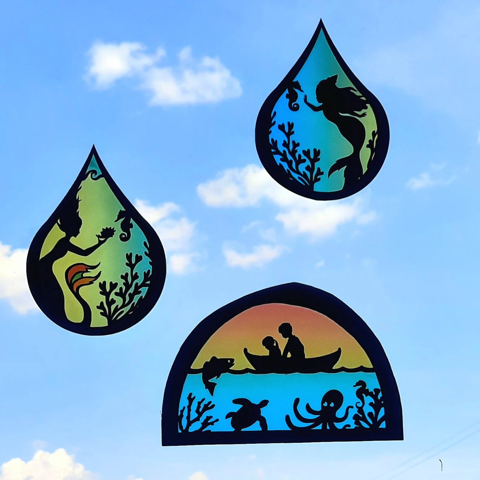 Mermaid and Seahorse Transparency template - digital download