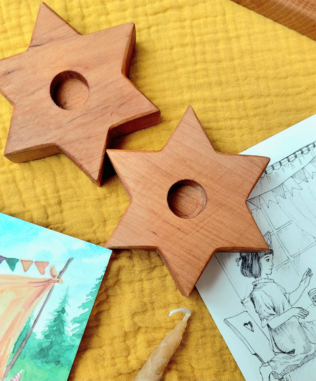 Star Candle Holder - Alderwood