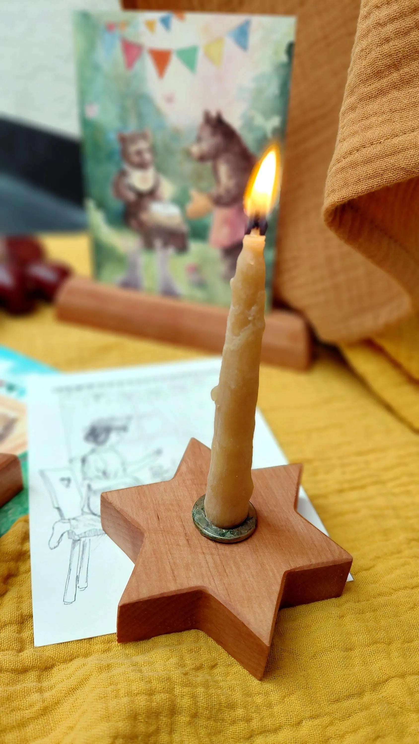 Star Candle Holder - Alderwood
