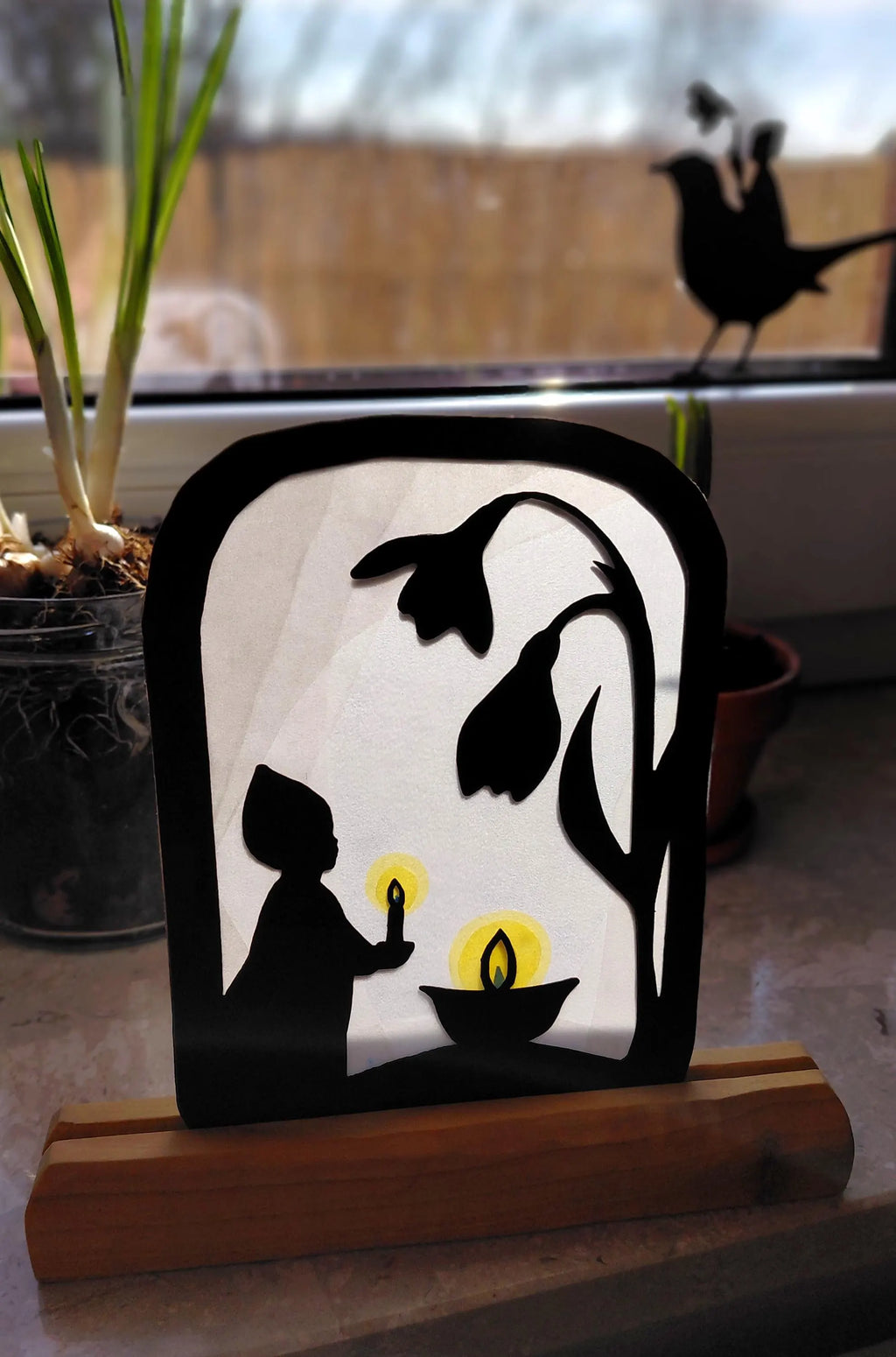 Snowdrop and Gnome Transparency template - digital download