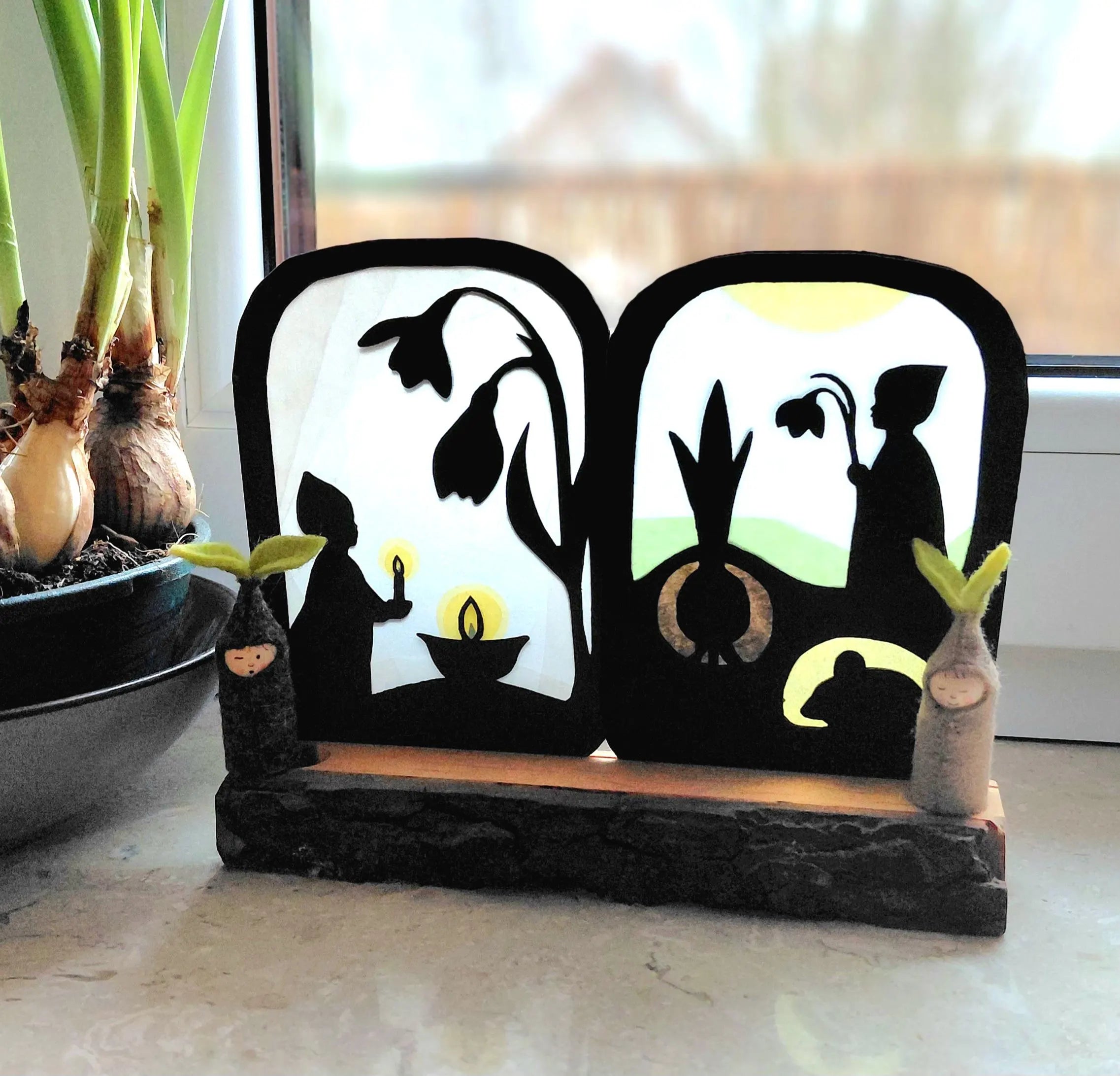 Snowdrop and Gnome Transparency template - digital download